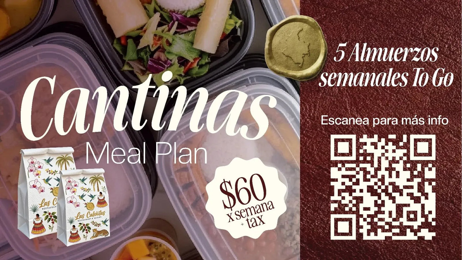 Las Caleñitas Cantinas Meal Plan with packed lunches